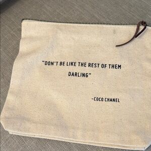 Coco Chanel Canvas Pouch with Quote